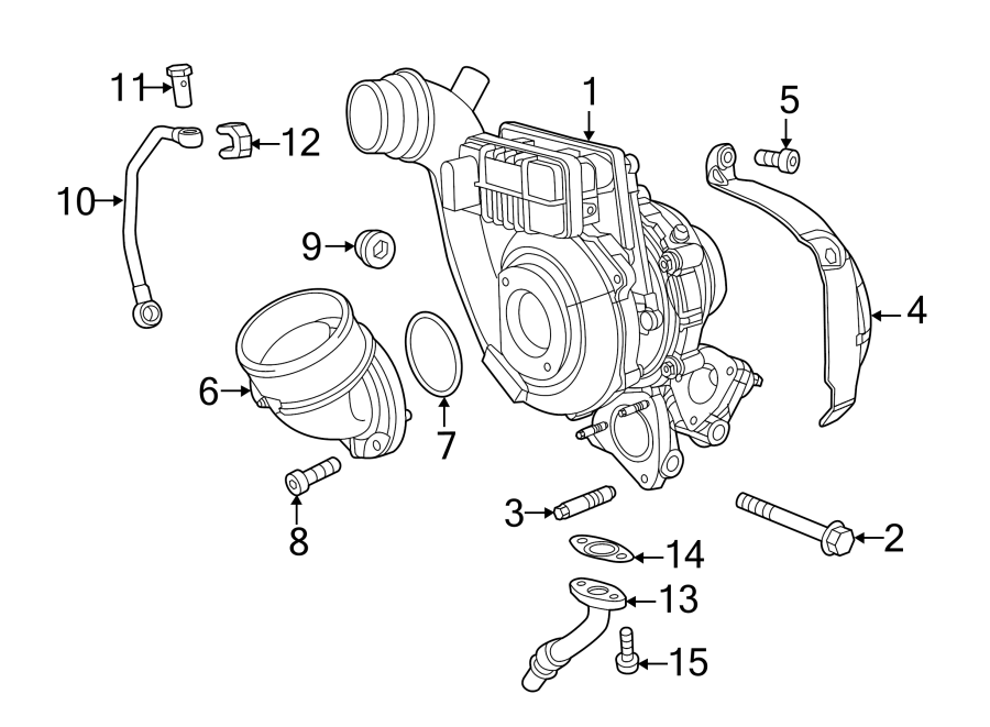 Diagram TURBOCHARGER & COMPONENTS. for your 2018 Jeep Grand Cherokee 3.0L EcoDiesel V6 DIESEL A/T AWD High Altitude Sport Utility 