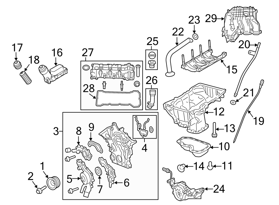 Diagram Engine parts. for your 2018 Jeep Grand Cherokee 3.6L Pentastar V6 FLEX A/T AWD High Altitude Sport Utility 