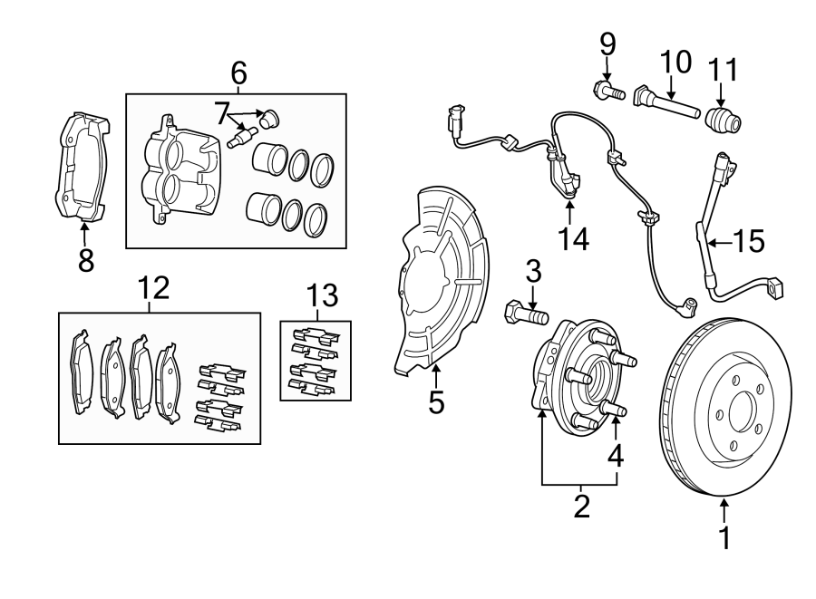 Diagram FRONT SUSPENSION. BRAKE COMPONENTS. for your 2018 Jeep Grand Cherokee 3.0L EcoDiesel V6 DIESEL A/T AWD Limited Sport Utility 