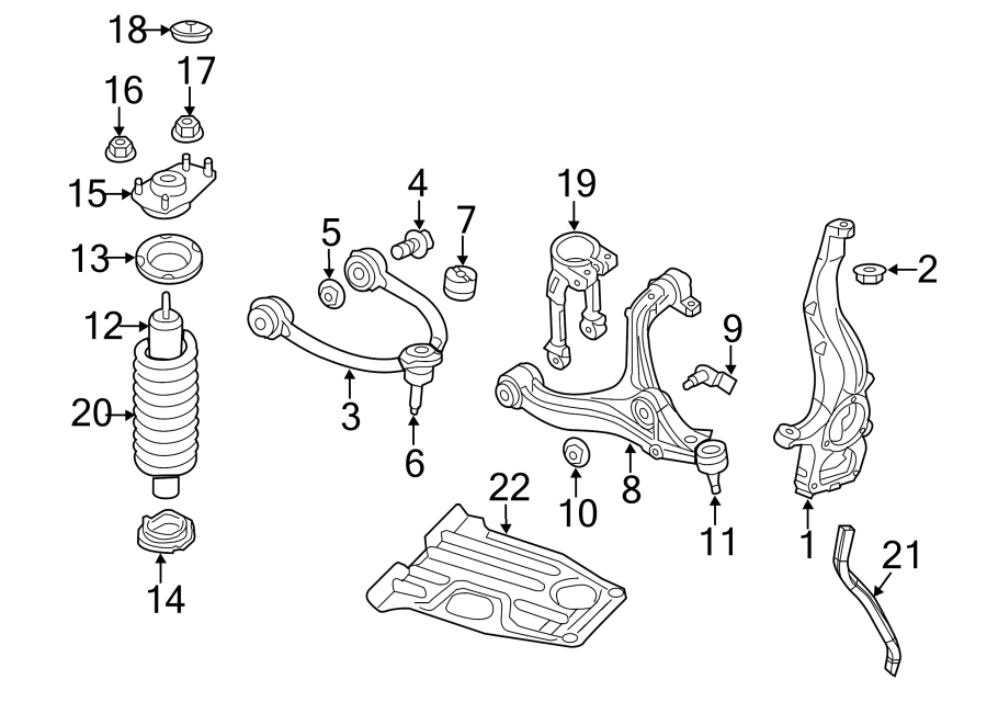 Diagram Front suspension. Suspension components. for your 2018 Jeep Grand Cherokee 3.0L EcoDiesel V6 DIESEL A/T AWD High Altitude Sport Utility 