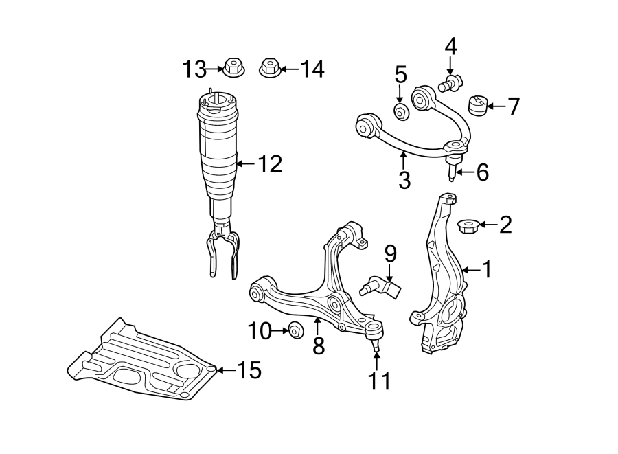 Diagram FRONT SUSPENSION. SUSPENSION COMPONENTS. for your 2018 Jeep Grand Cherokee 5.7L HEMI V8 A/T RWD High Altitude Sport Utility 