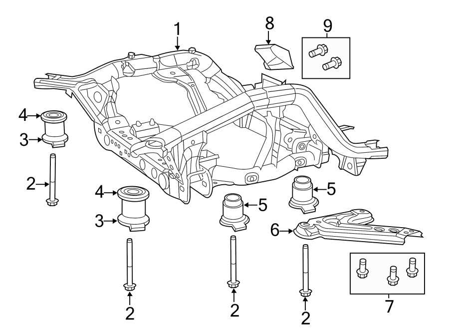 Diagram FRONT SUSPENSION. SUSPENSION MOUNTING. for your 2018 Jeep Grand Cherokee 3.0L EcoDiesel V6 DIESEL A/T RWD Overland Sport Utility 