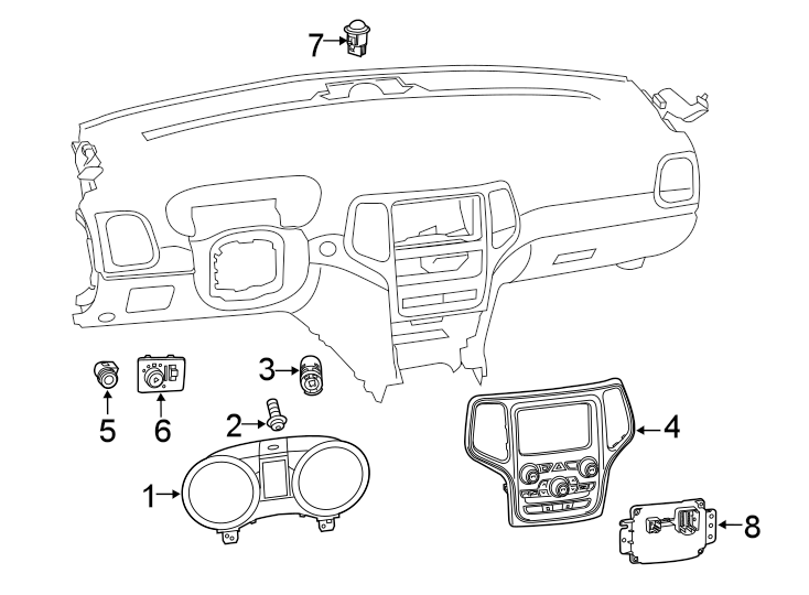 Diagram INSTRUMENT PANEL. CLUSTER & SWITCHES. for your Jeep Grand Cherokee  