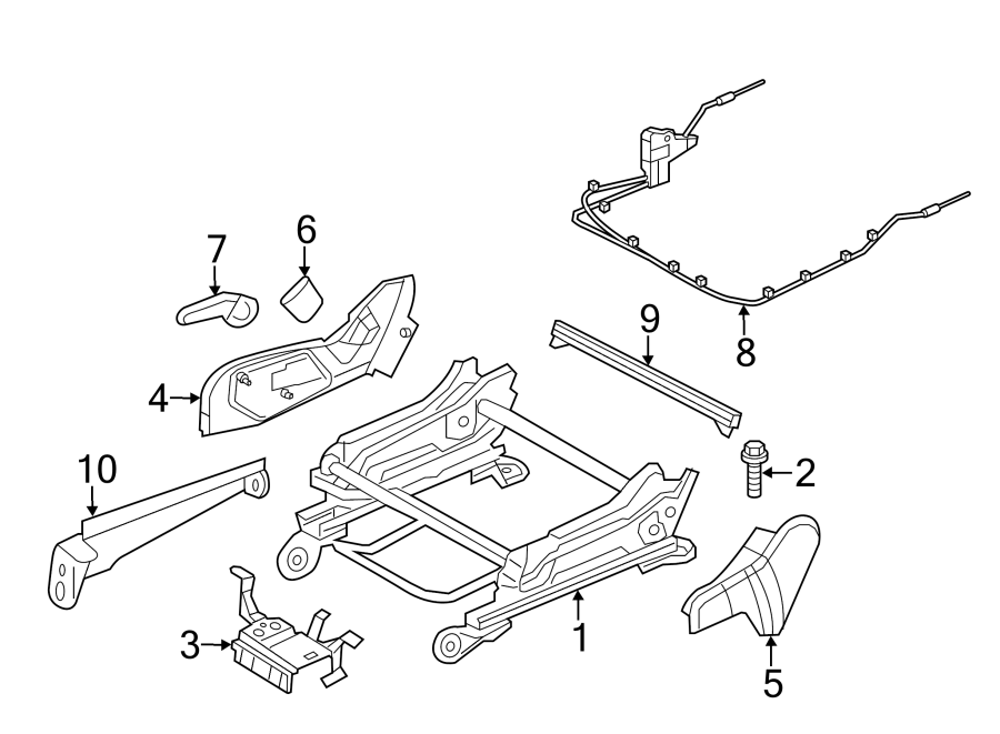 Diagram SEATS & TRACKS. TRACKS & COMPONENTS. for your 2018 Jeep Grand Cherokee 3.6L Pentastar V6 FLEX A/T RWD Laredo Sport Utility 