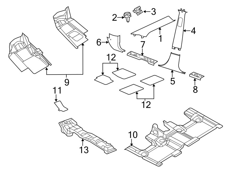 Diagram PILLARS. ROCKER & FLOOR. INTERIOR TRIM. for your 2017 Ram ProMaster 3500   