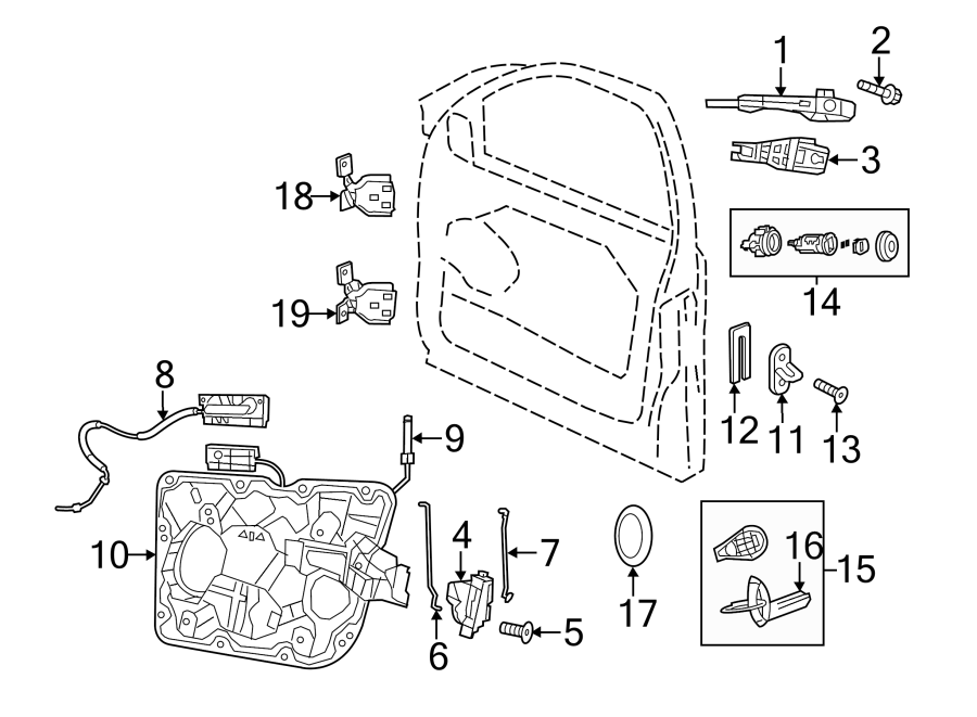 FRONT DOOR. LOCK & HARDWARE. Diagram