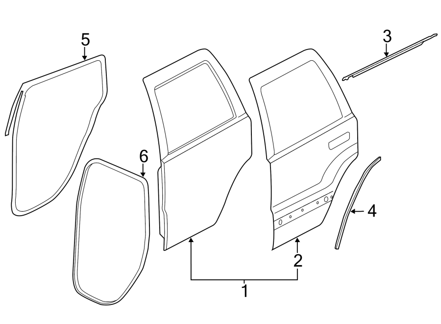 Diagram REAR DOOR. DOOR & COMPONENTS. for your 2018 Jeep Grand Cherokee 3.0L EcoDiesel V6 DIESEL A/T AWD Trailhawk Sport Utility 