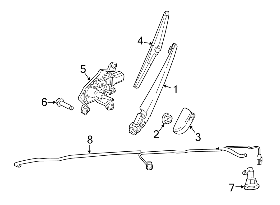 Diagram LIFT GATE. WIPER & WASHER COMPONENTS. for your 2018 Jeep Grand Cherokee -L - cylinder A/T AWD SRT Sport Utility 