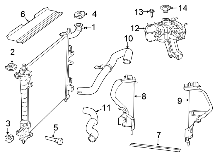 Diagram RADIATOR & COMPONENTS. for your 2018 Ram 2500 6.7L 6 cylinder DIESEL M/T RWD Tradesman Crew Cab Pickup Fleetside 