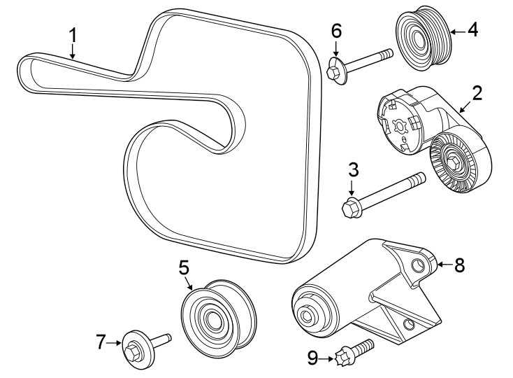 Diagram BELTS & PULLEYS. for your 2022 Jeep Wrangler   