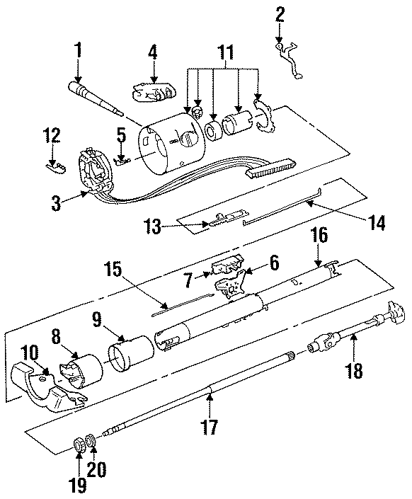 19STEERING COLUMN. HOUSING & COMPONENTS. SHAFT & INTERNAL COMPONENTS. SHROUD. SWITCHES & LEVERS.https://images.simplepart.com/images/parts/motor/fullsize/WA9074.png