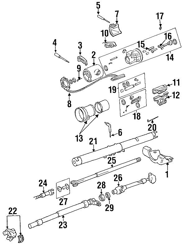 21STEERING COLUMN. HOUSING & COMPONENTS. SHAFT & INTERNAL COMPONENTS. SHROUD. SWITCHES & LEVERS.https://images.simplepart.com/images/parts/motor/fullsize/WA9075.png