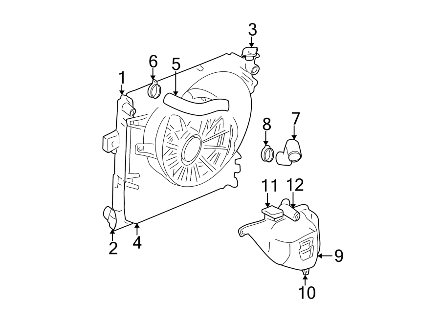 Diagram RADIATOR & COMPONENTS. for your Jeep