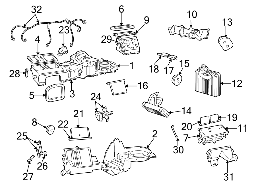 Jeep Grand Cherokee Heater Core Case. AUTO CONTROLS, AC unit