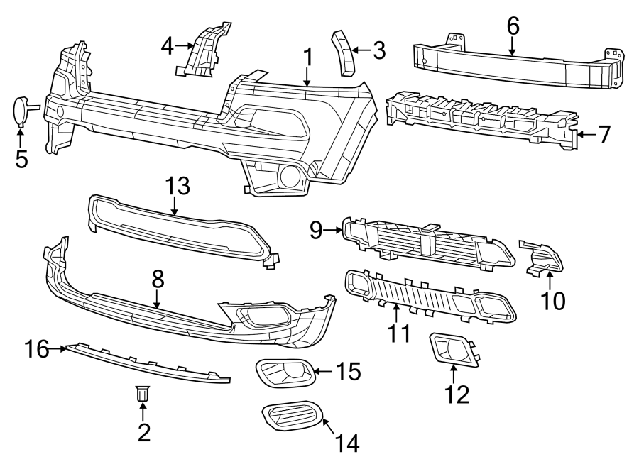 Diagram FRONT BUMPER. BUMPER & COMPONENTS. for your Chrysler 200  