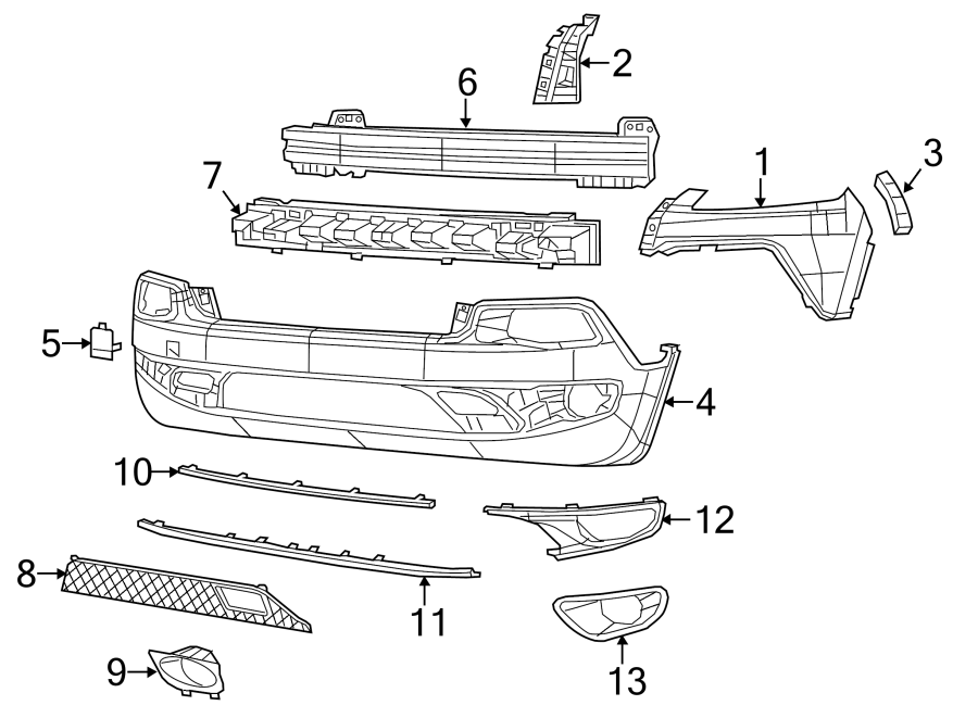 3FRONT BUMPER. BUMPER & COMPONENTS.https://images.simplepart.com/images/parts/motor/fullsize/WB14020.png