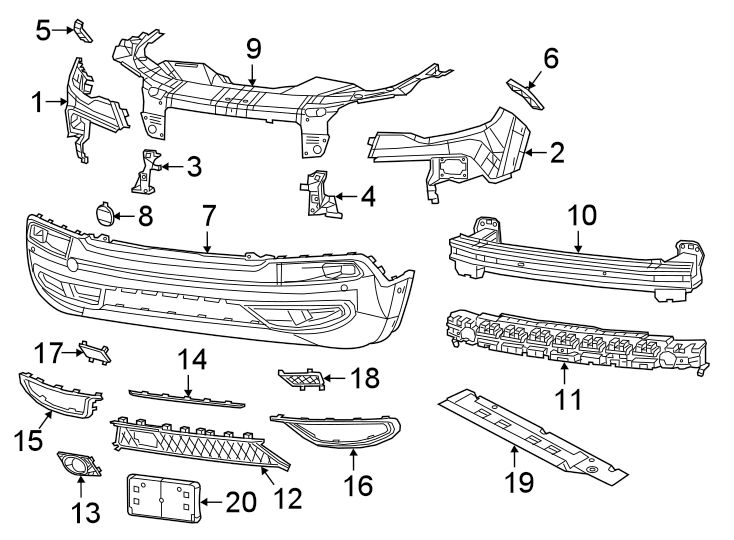 5Front bumper. Bumper & components.https://images.simplepart.com/images/parts/motor/fullsize/WB14021.png