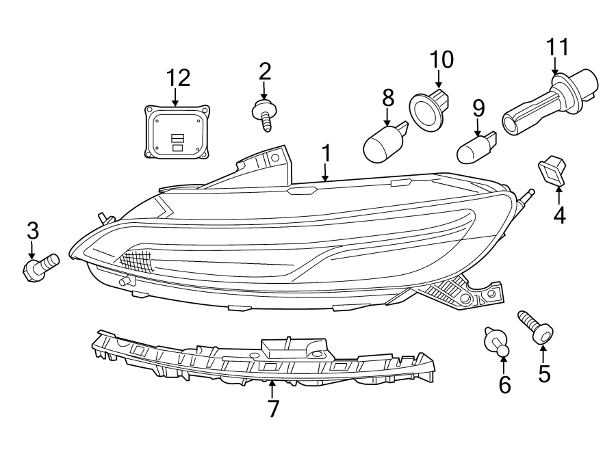 Diagram FRONT LAMPS. DAYTIME RUNNING LAMP COMPONENTS. for your Chrysler Concorde  