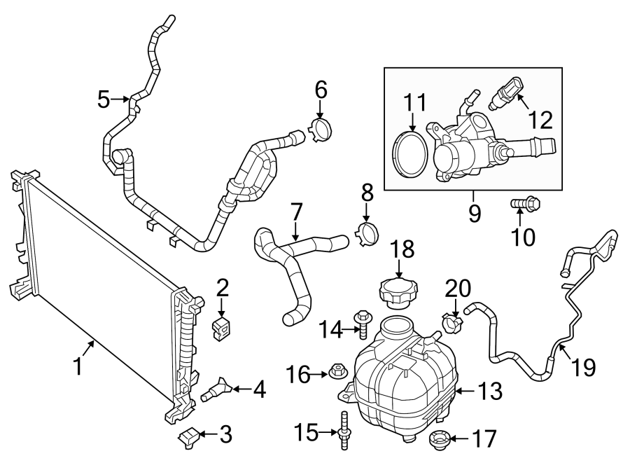 Diagram RADIATOR & COMPONENTS. for your 2017 Ram ProMaster 3500   