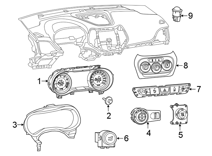 Diagram INSTRUMENT PANEL. CLUSTER & SWITCHES. for your Jeep Cherokee  