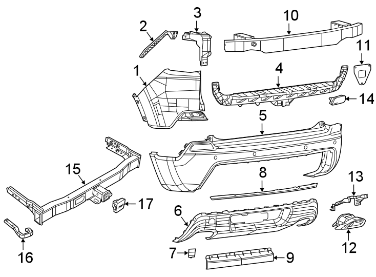 Diagram REAR BUMPER. BUMPER & COMPONENTS. for your Chrysler 200  