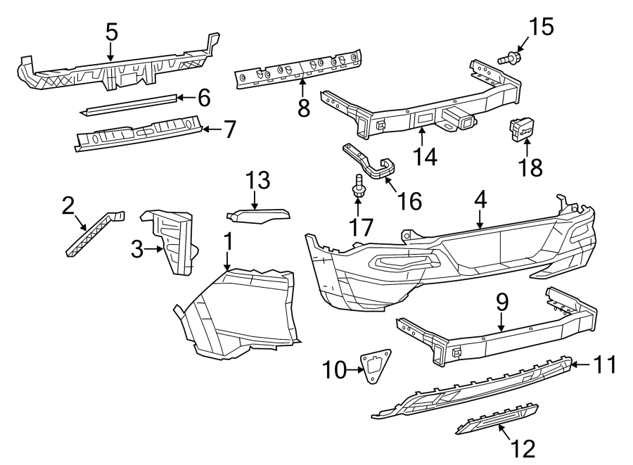 REAR BUMPER. BUMPER & COMPONENTS.