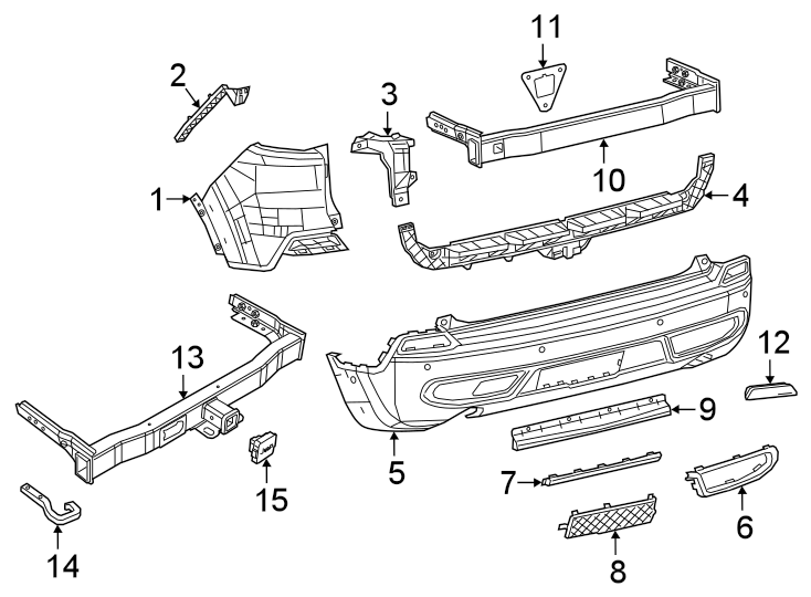 REAR BUMPER. BUMPER & COMPONENTS.