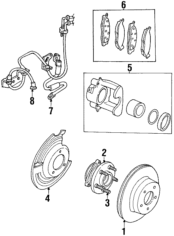 1FRONT SUSPENSION. BRAKE COMPONENTS.https://images.simplepart.com/images/parts/motor/fullsize/WB97190.png