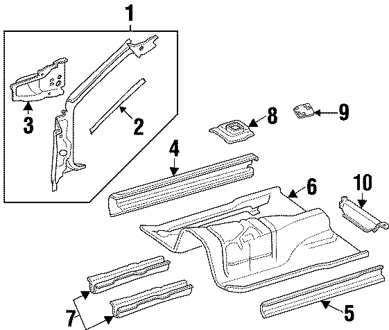 4PILLARS. ROCKER & FLOOR. FLOOR & RAILS. HINGE PILLAR. ROCKER PANEL.https://images.simplepart.com/images/parts/motor/fullsize/WB97325.png