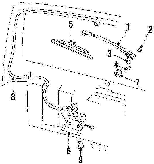 Diagram LIFT GATE. WIPER & WASHER COMPONENTS. for your 1991 Jeep Wrangler   