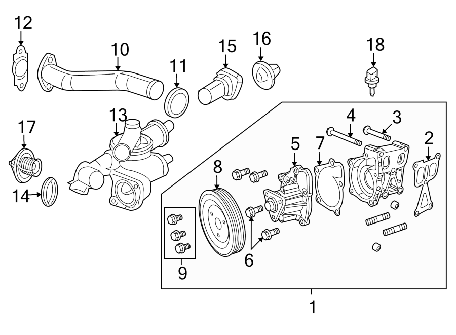 Diagram WATER PUMP. for your 1995 Jeep Wrangler   