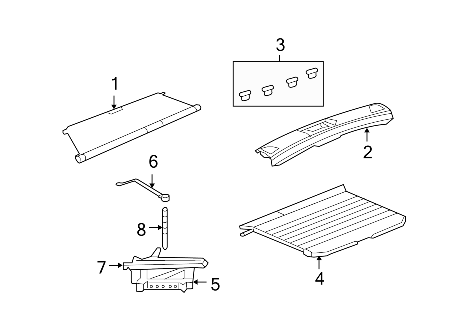 Diagram REAR BODY & FLOOR. INTERIOR TRIM. JACK & COMPONENTS. for your 2001 Chrysler 300M   