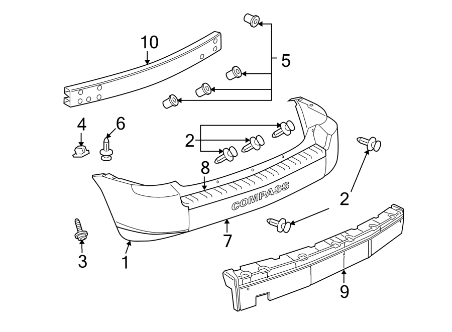 Diagram REAR BUMPER. BUMPER & COMPONENTS. for your Chrysler 200  