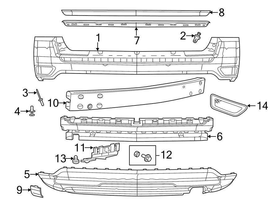 Diagram REAR BUMPER. BUMPER & COMPONENTS. for your Chrysler 200  