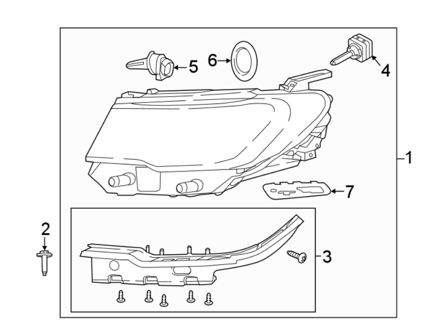 Diagram FRONT LAMPS. HEADLAMP COMPONENTS. for your Jeep Compass  