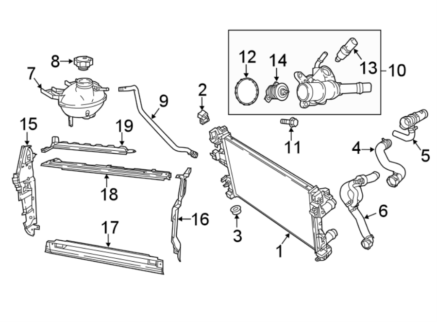 Diagram RADIATOR & COMPONENTS. for your 2017 Ram ProMaster 3500   