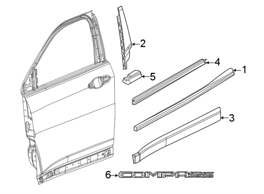 Jeep Compass Door Emblem (Front). COMPASS, black gloss - 68547006AA ...