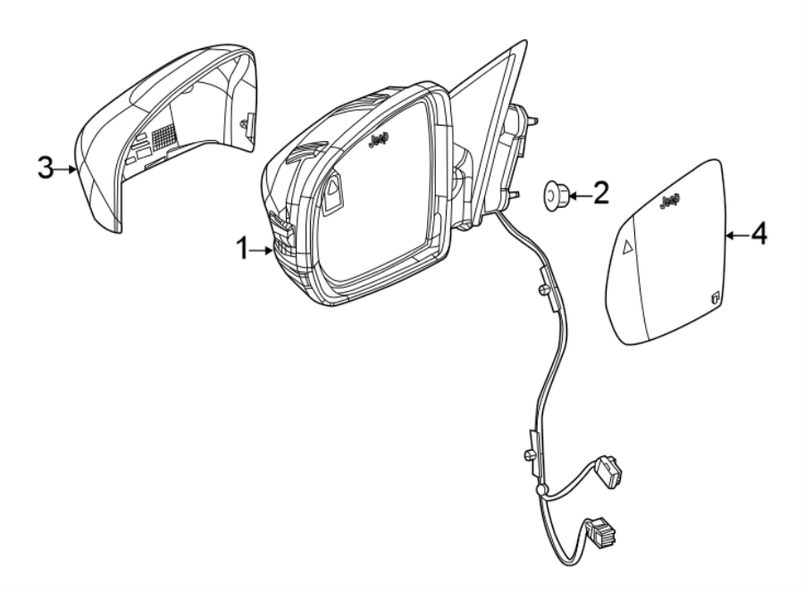 Diagram FRONT DOOR. OUTSIDE MIRRORS. for your 2023 Jeep Compass   