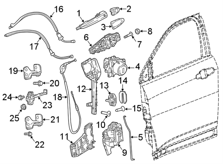 Diagram FRONT DOOR. LOCK & HARDWARE. for your Jeep Compass  