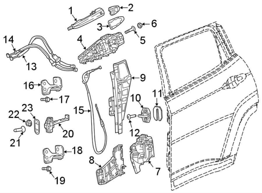 Diagram REAR DOOR. LOCK & HARDWARE. for your Jeep Compass  