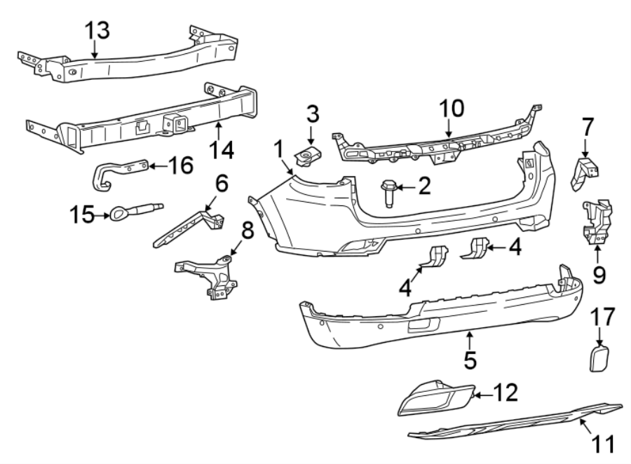 Diagram REAR BUMPER. BUMPER & COMPONENTS. for your Chrysler 200  