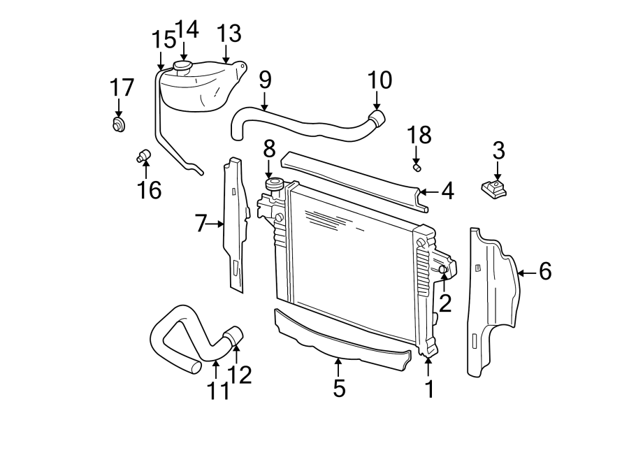 Diagram RADIATOR & COMPONENTS. for your 2019 Jeep Wrangler   