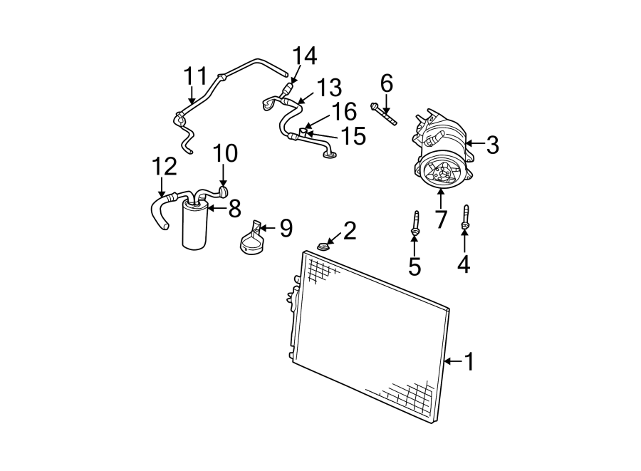 Diagram Air conditioner & heater. Compressor & lines. Condenser. for your 2023 Ram 2500 6.7L 6 cylinder DIESEL A/T RWD Lone Star Crew Cab Pickup Fleetside 