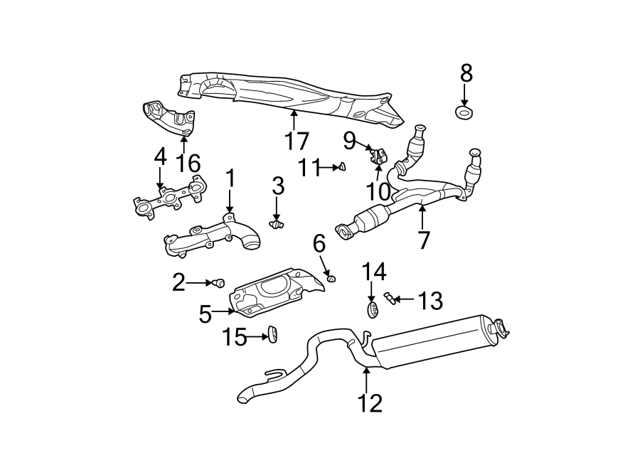 Diagram EXHAUST SYSTEM. EXHAUST COMPONENTS. MANIFOLD. for your 2024 Jeep Grand Cherokee   