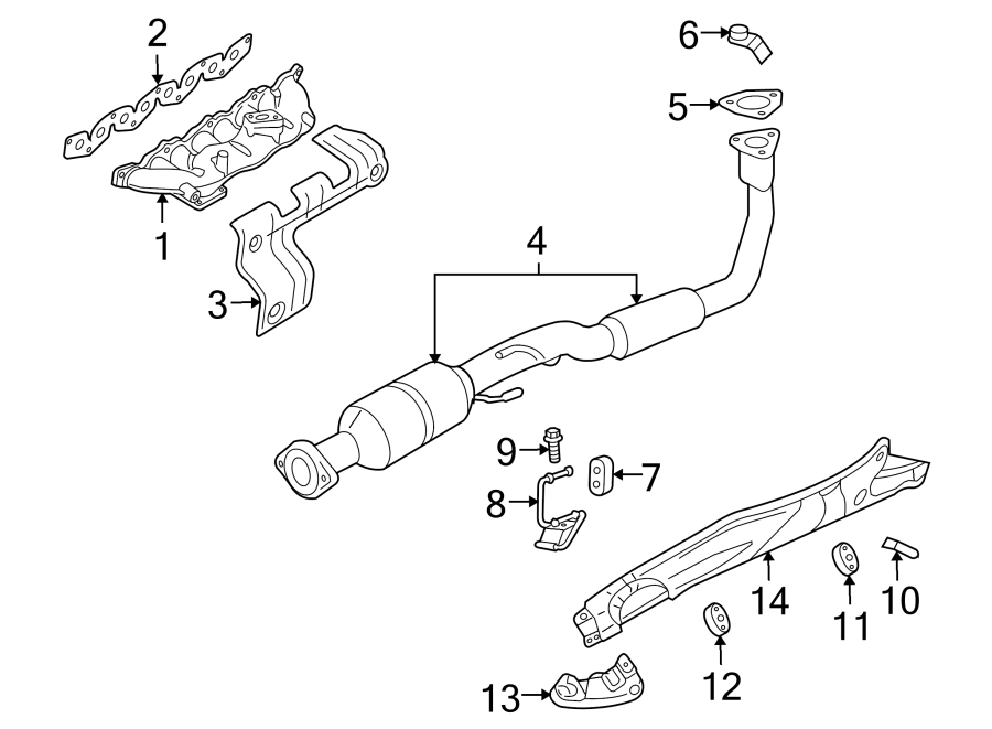 Diagram EXHAUST SYSTEM. EXHAUST COMPONENTS. MANIFOLD. for your 2011 Jeep Wrangler   