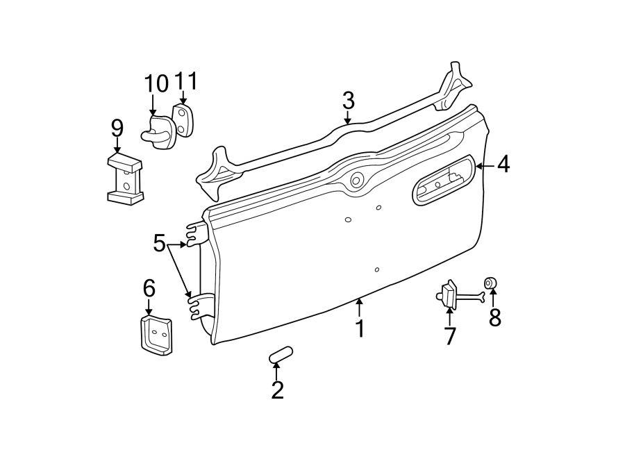 11TAIL GATE. GATE & HARDWARE.https://images.simplepart.com/images/parts/motor/fullsize/WD02565.png