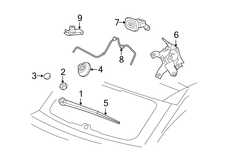 Diagram LIFT GATE. WIPER & WASHER COMPONENTS. for your 2023 Ram 2500 6.7L 6 cylinder DIESEL A/T RWD Lone Star Crew Cab Pickup Fleetside 