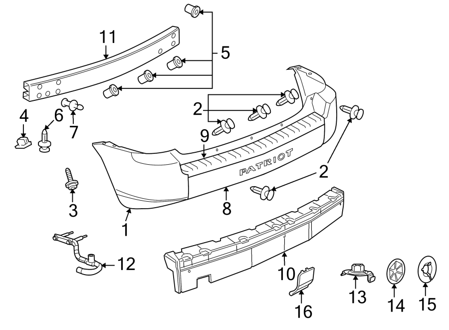 Diagram REAR BUMPER. BUMPER & COMPONENTS. for your Chrysler 200  