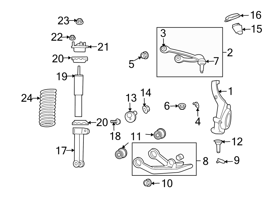 Diagram FRONT SUSPENSION. SUSPENSION COMPONENTS. for your Dodge Grand Caravan  