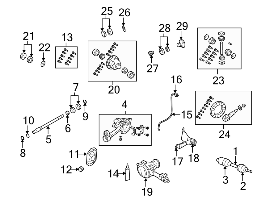 Diagram FRONT SUSPENSION. FRONT AXLE & CARRIER. for your Jeep Liberty  